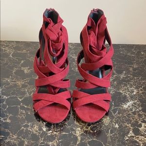 Burgundy Lace Up Heels 7.5 NIB